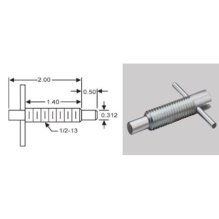 S & W Manufacturing T-Handle Lck, Stl, 1/2-13" TH50